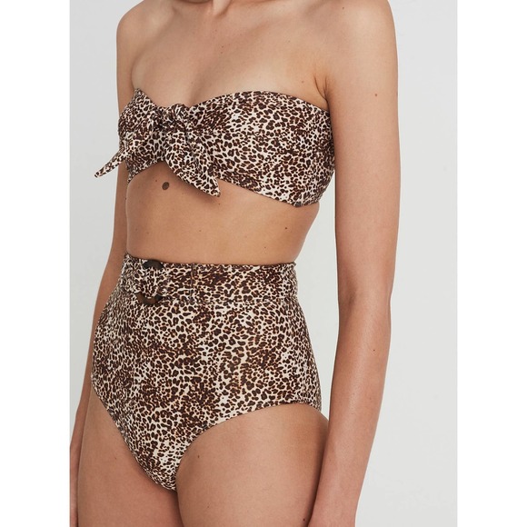 Faithfull The Brand Charlie Leopard Print 2 Piece Bikini S Top XS Bottom - Picture 1 of 8